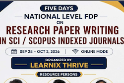Five Days National Level FDP on Research Paper Writing and Publishing in SCI/Scopus Indexed Journals 2026 Faculty Development Program Poster